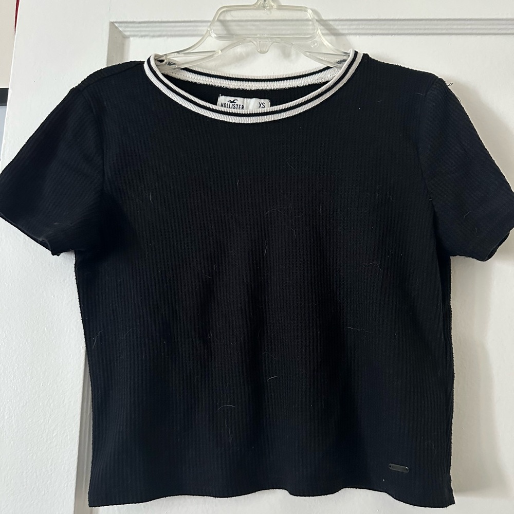 Hollister Black Tee with White Trim